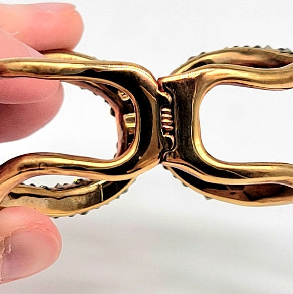 Alexis Bittar Clear Diamond Swarovski Crystal and Silver Studded Rose Gold Cuff - Picture 11 of 13